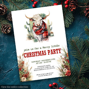 Invitación Fiesta de Navidad en una granja impreso rojo verde