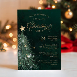 Invitación Fiesta de Navidad en Verde Elegante y Dorado