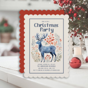 Invitación Fiesta de Navidad escandinava nórdica con ciervos
