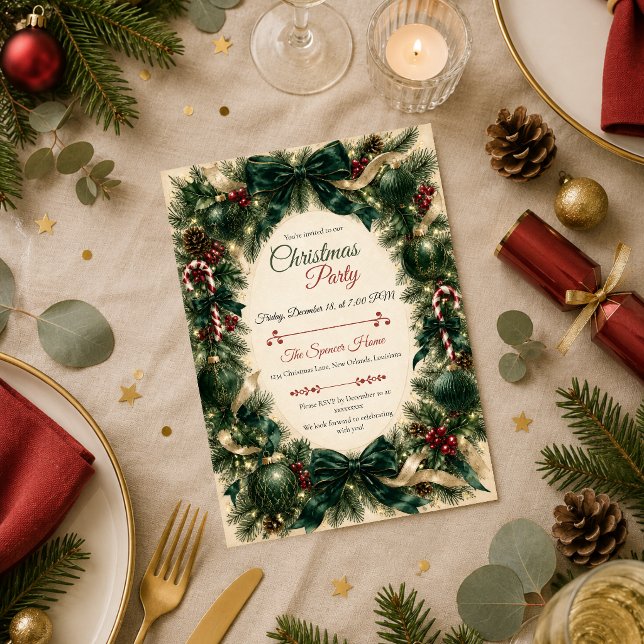 Invitación Fiesta de Navidad Esmeralda Elegante (Subido por el creador)