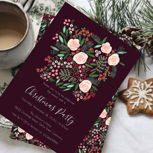 Invitación Fiesta de Navidad Floral Festiva Moderna