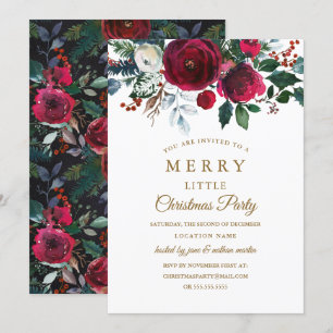 Invitación Fiesta de Navidad Floral Moderna Burgundy