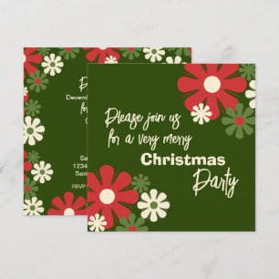 Invitación Fiesta de Navidad Floral Moderna Retro