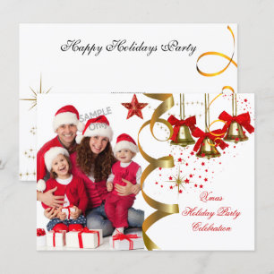 Invitación Fiesta de Navidad Foto Xmas Festejo de Navidad Roj