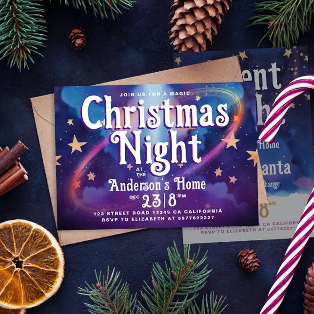 Invitación Fiesta de Navidad Galaxia Nocturna Encantadora  (Subido por el creador)