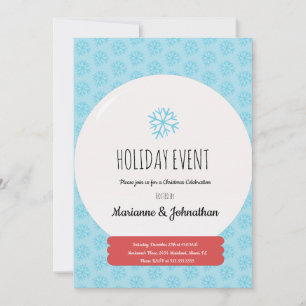 Invitación Fiesta de Navidad Globo de Nieve Dibujado a Mano C