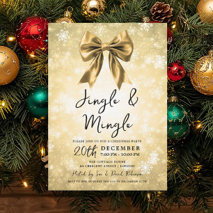 Invitación Fiesta de Navidad Gold Jingle & Mingle Winter Wond