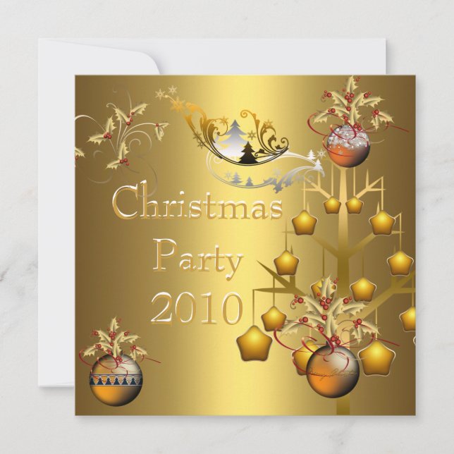 Invitación Fiesta de Navidad Gold Xmas (Anverso)
