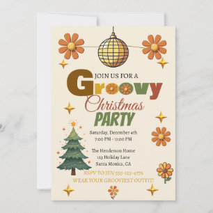Invitación Fiesta de Navidad Groovy 70s 