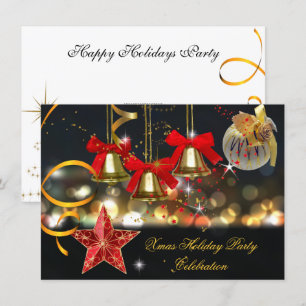 Invitación Fiesta de Navidad Holiday Christmas Partido Dorado