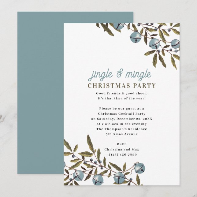 Invitación Fiesta de Navidad Jingle and Mingle (Anverso / Reverso)