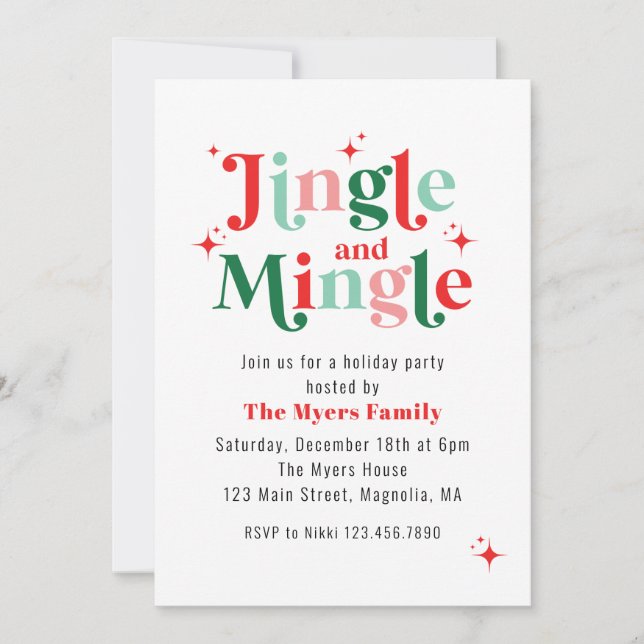Invitación Fiesta de Navidad Jingle and Mingle (Anverso)