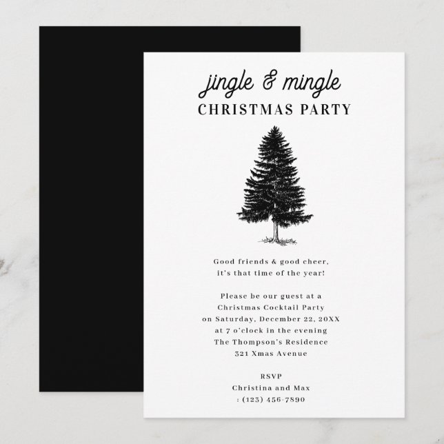Invitación Fiesta de Navidad Jingle and Mingle (Anverso / Reverso)