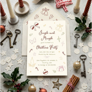 Invitación Fiesta de Navidad Jingle And Mingle Dibujada a Man
