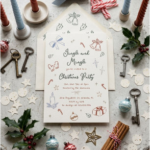 Invitación Fiesta de Navidad Jingle And Mingle Dibujada a Man