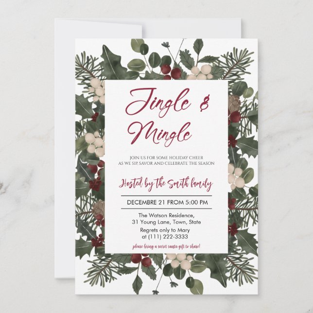 Invitación Fiesta de Navidad Jingle & Mingle  (Anverso)