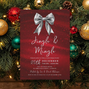Invitación Fiesta de Navidad Jingle Mingle Arco de Plata Rojo