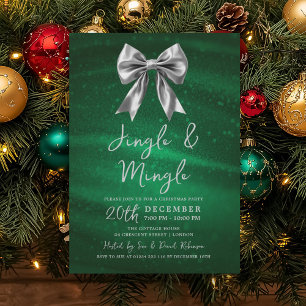 Invitación Fiesta de Navidad Jingle Mingle Arco de Plata Verd