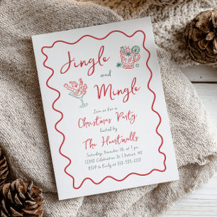 Invitación Fiesta de Navidad Jingle Mingle Doodle Caprichosa