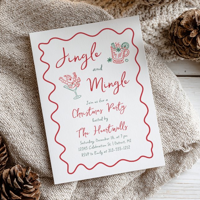 Invitación Fiesta de Navidad Jingle Mingle Doodle Caprichosa (Subido por el creador)