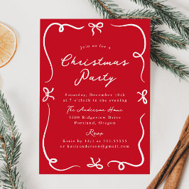 Invitación Fiesta de Navidad Lazos Dibujados a Mano Caprichos