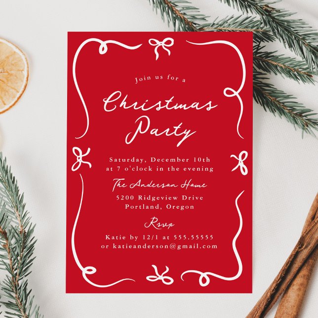 Invitación Fiesta de Navidad Lazos Dibujados a Mano Caprichos (Subido por el creador)