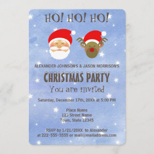 Invitación Fiesta de Navidad Lindo Santa Claus y Ciervo