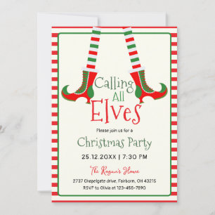 Invitación Fiesta de Navidad llamando a todos los elfos