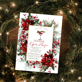 Invitación Fiesta de Navidad Martini Poinsettia Casa Abierta 
