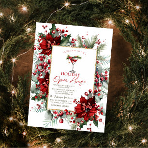 Invitación Fiesta de Navidad Martini Poinsettia Casa Abierta 