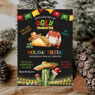 Invitación Fiesta de Navidad Mexicana de Suéter Feo Taco