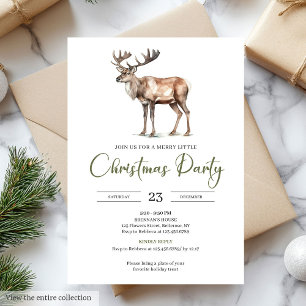 Invitación Fiesta de Navidad minimalista beige oliva elegante