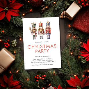 Invitación Fiesta de Navidad Minimalista Cascanueces Acuarela