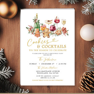 Invitación Fiesta de Navidad Minimalista de Galletas y Cóctel