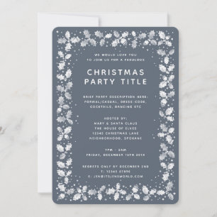 Invitación Fiesta de Navidad Minimalista de Holly Gris Azul O