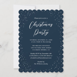 Invitación Fiesta de Navidad Minimalista de Nieve Azul