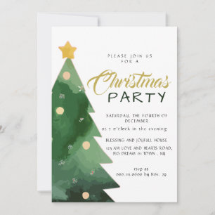 Invitación Fiesta de Navidad minimalista elegante de acuarela