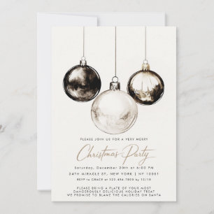 Invitación Fiesta de Navidad Minimalista en Blanco y Negro