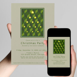 Invitación Fiesta de Navidad minimalista inspirada en Escher 