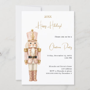 Invitación Fiesta de Navidad Minimalista Rosa Cascanueces