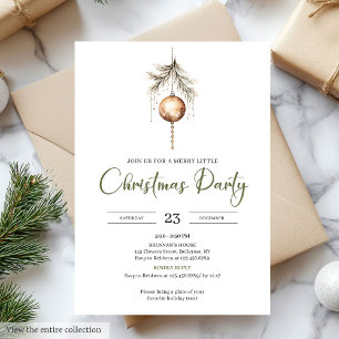 Invitación Fiesta de Navidad Minimalista Sage Marrón Claro Ne