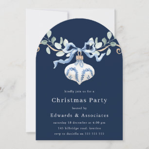 Invitación Fiesta de Navidad Moderna Azul Marino