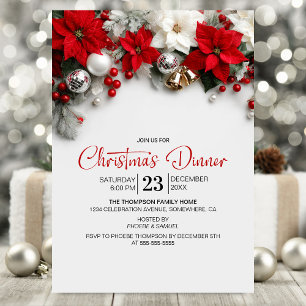 Invitación Fiesta de Navidad moderna con Poinsettia
