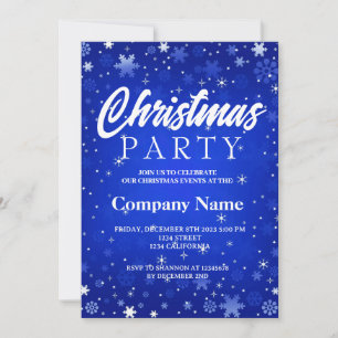 Invitación Fiesta de Navidad moderna de copo de nieve azul y