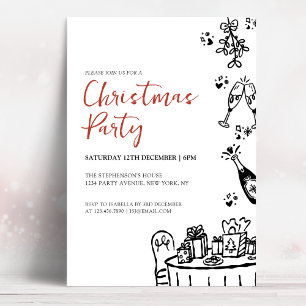 Invitación Fiesta de Navidad moderna dibujada a mano