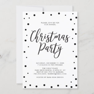 Invitación Fiesta de Navidad Moderna en Blanco y Negro