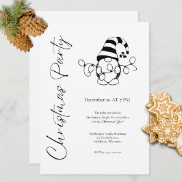 Invitación Fiesta de Navidad Moderna Minimalista Gnomo Adorab