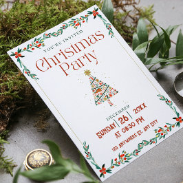 Invitación Fiesta de Navidad Moderna Verde Rojo