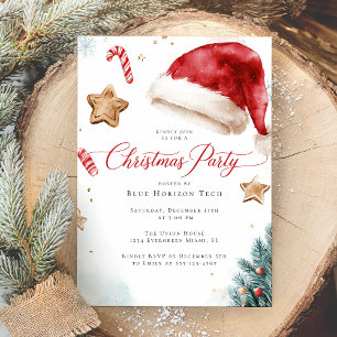 Invitación Fiesta de Navidad moderna y elegante en acuarela