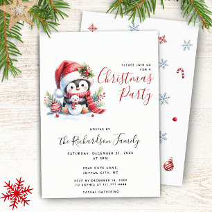 Invitación Fiesta de Navidad moderno Navidades de pingüino